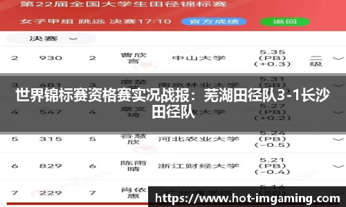 世界锦标赛资格赛实况战报：芜湖田径队3-1长沙田径队
